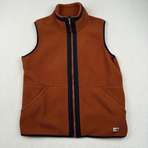 The North Face Vest Mens Large Rust Orange Fleece Full Zip Pockets Stand Collar